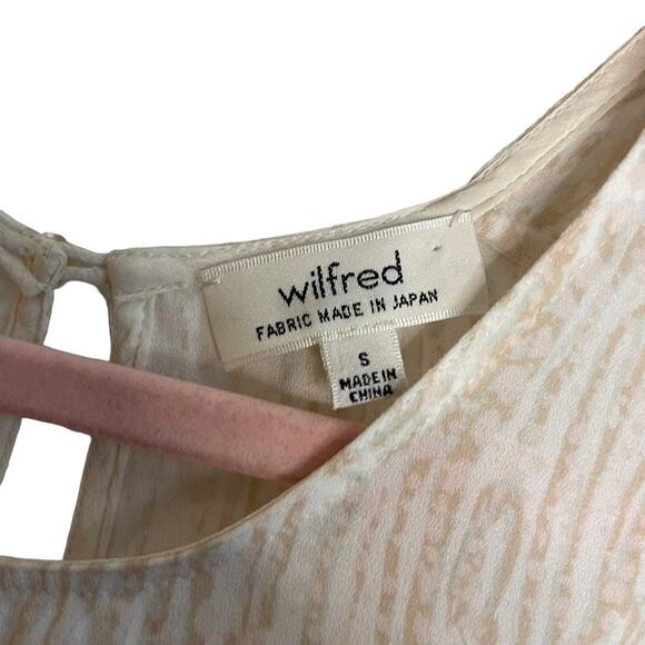 Aritzia Wilfred Wood Print Beige Keyhole Sleeveless Tank - Picture 3 of 5